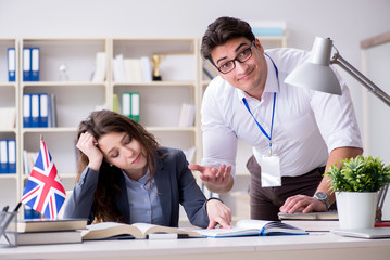 Obraz premium Teacher explaining to student at language training