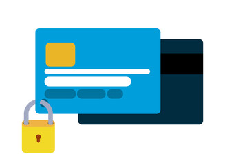 Obraz premium credit card with padlock isolated icons