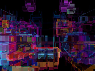 This is one of a series of abstract geometric background images created to please the eye with bright colors and shape relationships. 