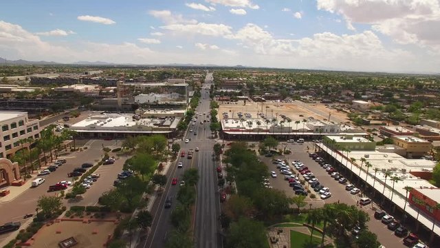 aerial drone footage of downtown chandler arizona