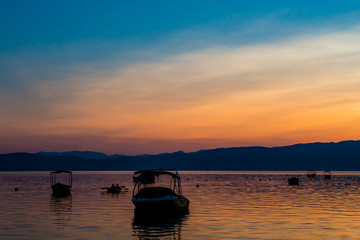 Fototapeta na wymiar Ohrid.Macedonia-sunset on the lake