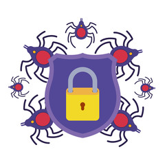 shield with star and spider isolated icons