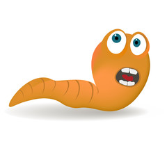 Cartoon crazy worm isolated on white background.