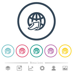 Fototapeta premium Worldwide flat color icons in round outlines