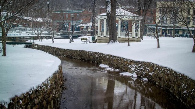 Cinemagraph of the gazebo in Berkeley Springs, WV state park with creek flowing.