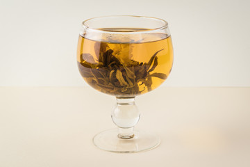 Blooming organic green tea.