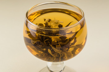 Blooming organic green tea.