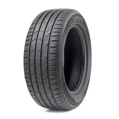 black car tyre isolated on a white background