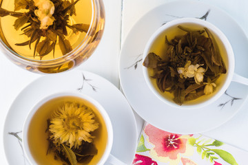 Blooming organic green tea.