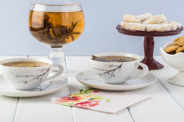 Blooming organic green tea.