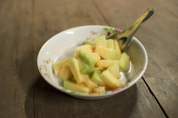 Melon cooked to make sweet coconut milk.