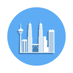 cityscape Kuala Lumpur icon in badge style. One of Cityscape collection icon can be used for UI, UX