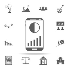 mobile phone with diagrams icon. Finance icons universal set for web and mobile