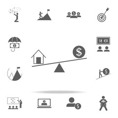 Home scales and money icon. Finance icons universal set for web and mobile