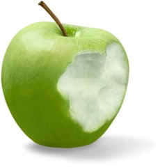 A Green Apple with a Bite