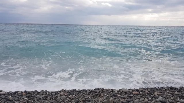Mediterranean beach in Nice, South of France