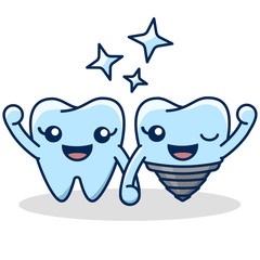 Vector tooth and implant icon. Flat design illustration
