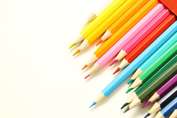 Fototapeta premium Colorful wooden pencil on white background