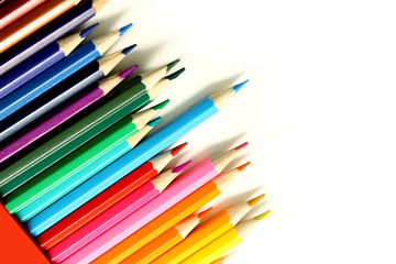 Wooden pencil color on white background