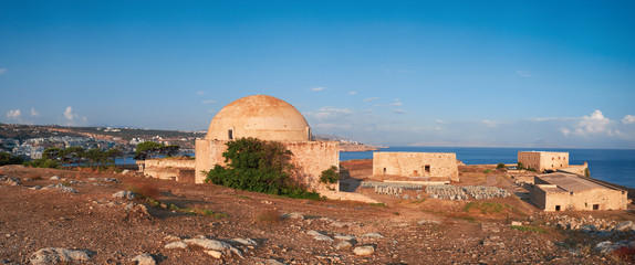 Medieval fortress buildings early in Rethymno city, Crete