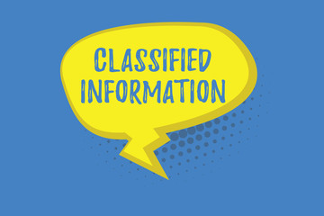 Word writing text Classified Information. Business concept for Sensitive Data Top Secret Unauthorized Disclosure.