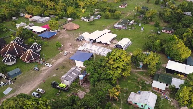 Aerial shot of an under developed Brazillian village Nova Morada in state of Acre