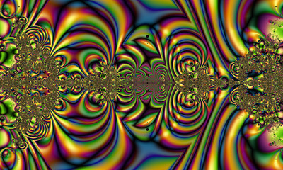 Abstract digital artwork. Liquid golden metallic fractal pattern. Fractal graphics technology.