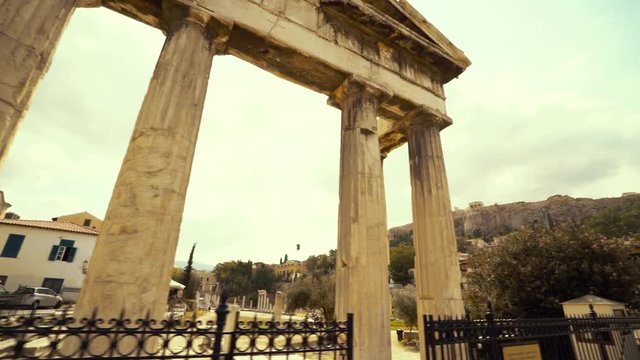 Agora of Athens ruins view from the street