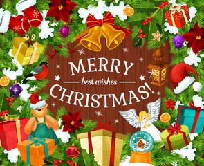 Winter holiday greeting card for Merry Christmas