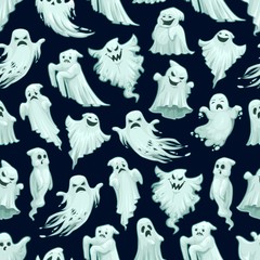 Halloween ghost pattern, holiday card design