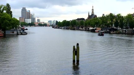 Timelapse of Amsterdam river Amstel.