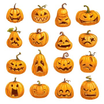 Pumpkins with emotional faces for Halloween party