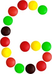Letter G made out of candy
