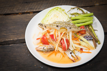 green papaya salad with crab, Som tum, Thai Food