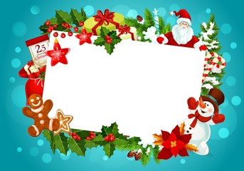 Christmas greeting card empty blank frame