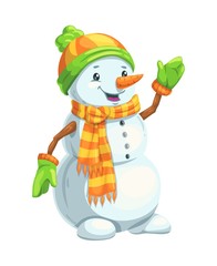 Christmas snowman character with scarf and hat