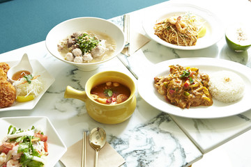 Various Thai food background 