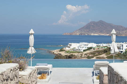 Infinity pool over Aegean, Milos, Santorini