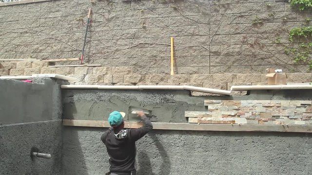 Installing Pool Tile Stone Veneer