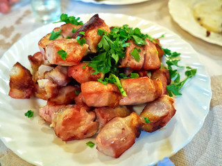 Traditional Typical Freshly Made Greek Souvlaki