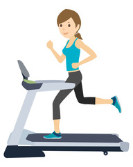 Young Woman on treadmill running excercise