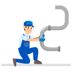 Cartoon of young plumber at work