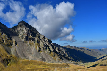 Fototapeta premium Russia, Arkhyz. Mountains in september in cloudy day