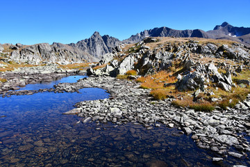 Arkhyz, Russia. One of the lakes of the Abishira-Akhuba ridge in September