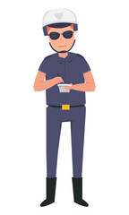 Police Officer on Duty in the Highway