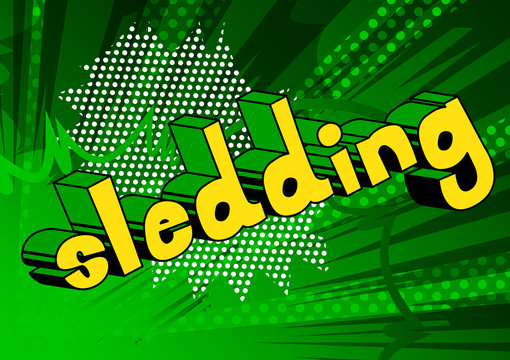 Sledding - Vector illustrated comic book style phrase.