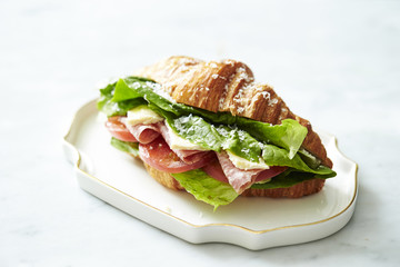 Ham and cheese croissant sandwich 