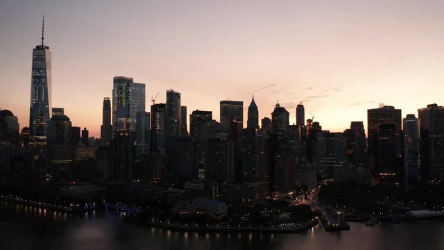 dawn flying south towards bottom of NYC