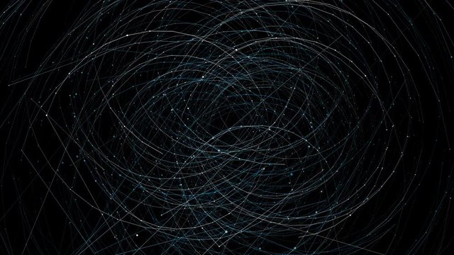 Seamless sparkling orbital celestial pattern on black background