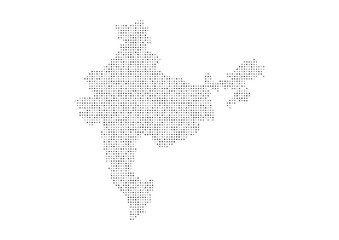 Abstract map of the India created from dots pixels art style. Technology and communication network map concept. Vector illustration